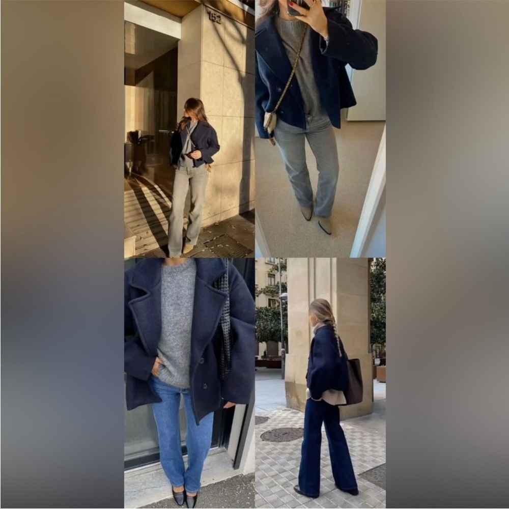 Zara Black Double-Breasted wool Jacket - Picture 14 of 15